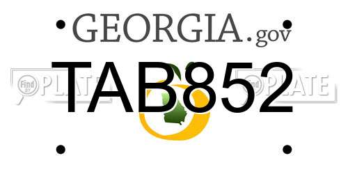 TAB852 Georgia License Plate