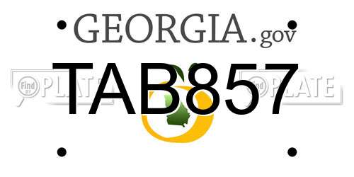 TAB857 Georgia License Plate