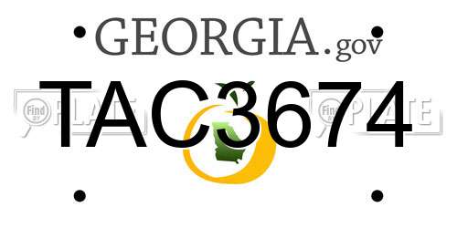 TAC3674 Georgia License Plate