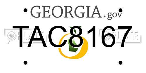 TAC8167 Georgia License Plate