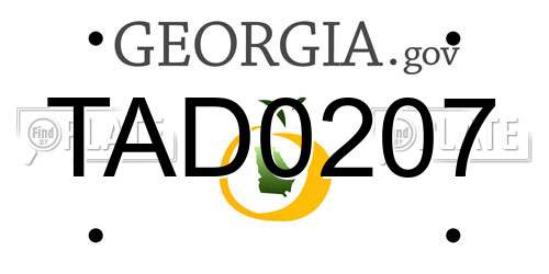 TAD0207 Georgia License Plate
