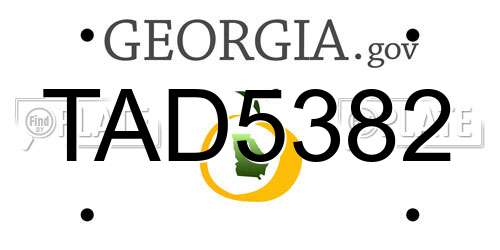 TAD5382 Georgia License Plate