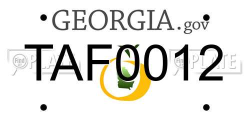 TAF0012 Georgia License Plate