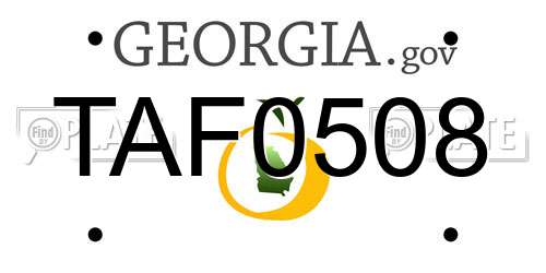 TAF0508 Georgia License Plate