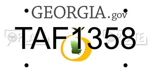 TAF1358 Georgia License Plate