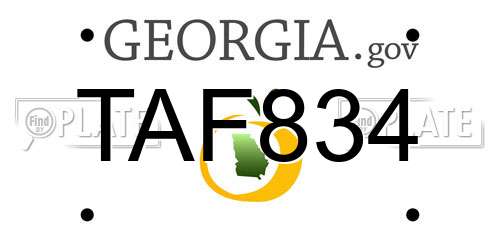 TAF834 Georgia License Plate