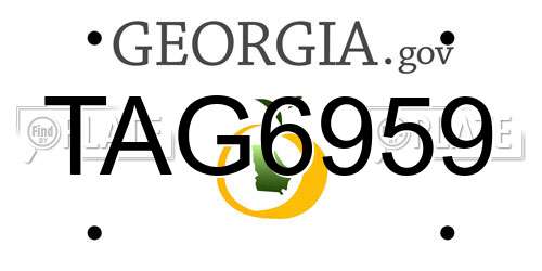 TAG6959 Georgia License Plate