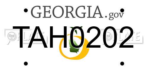 TAH0202 Georgia License Plate