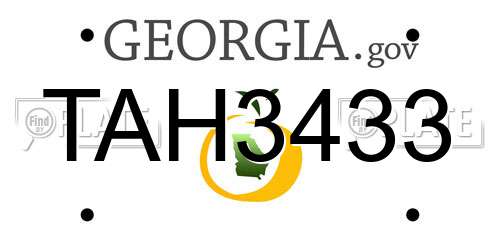 TAH3433 Georgia License Plate