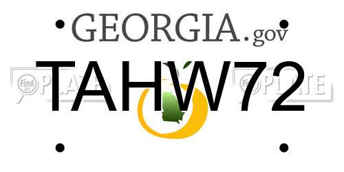 TAHW72 Georgia License Plate