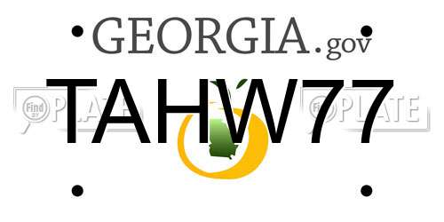TAHW77 Georgia License Plate