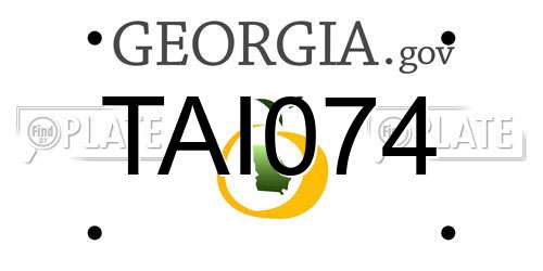 TAI074 Georgia License Plate