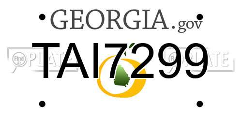 TAI7299 Georgia License Plate