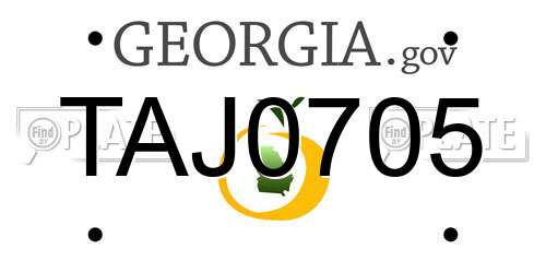 TAJ0705 Georgia License Plate