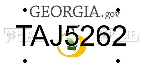 TAJ5262 Georgia License Plate