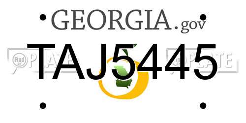 TAJ5445 Georgia License Plate