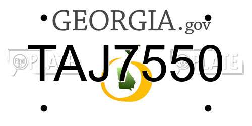 TAJ7550 Georgia License Plate