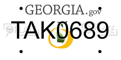 TAK0689 Georgia License Plate