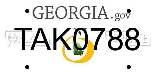 TAK0788 Georgia License Plate