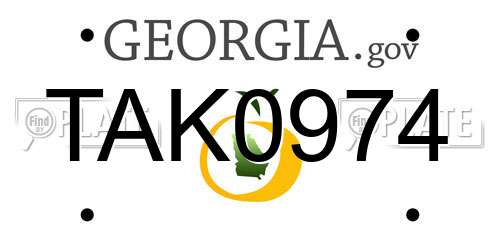 TAK0974 Georgia License Plate