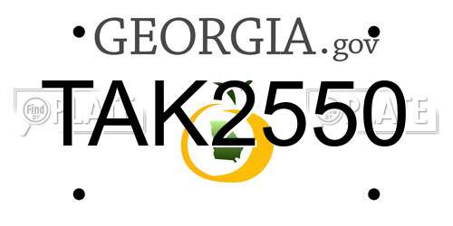 TAK2550 Georgia License Plate