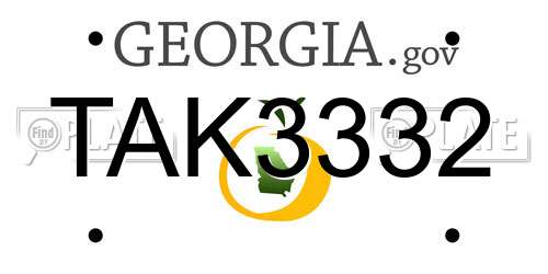 TAK3332 Georgia License Plate