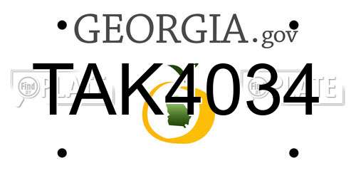 TAK4034 Georgia License Plate