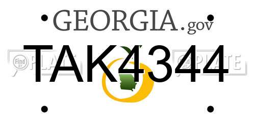 TAK4344 Georgia License Plate