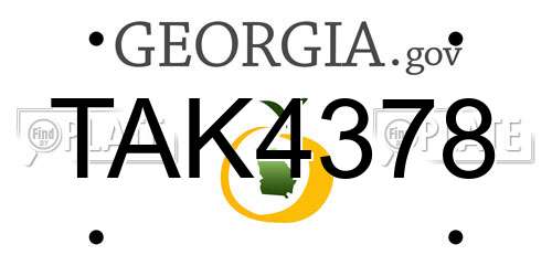 TAK4378 Georgia License Plate