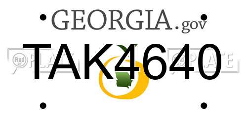 TAK4640 Georgia License Plate