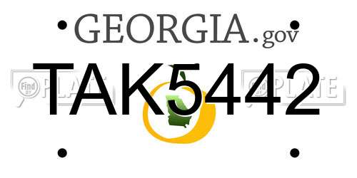 TAK5442 Georgia License Plate
