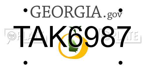 TAK6987 Georgia License Plate