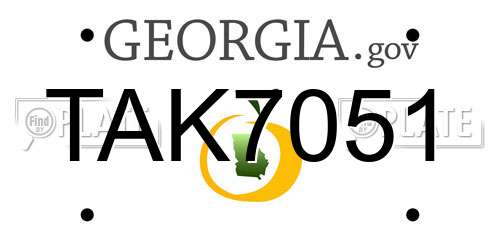 TAK7051 Georgia License Plate