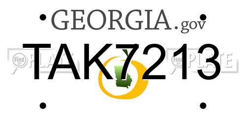 TAK7213 Georgia License Plate