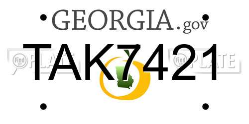 TAK7421 Georgia License Plate