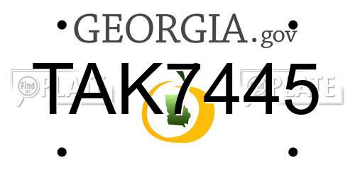 TAK7445 Georgia License Plate