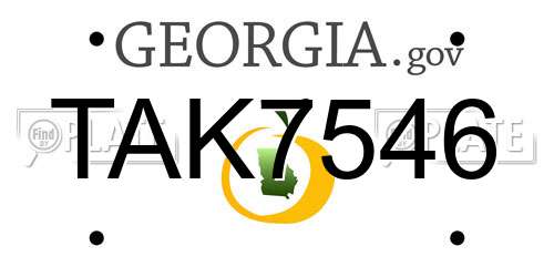 TAK7546 Georgia License Plate