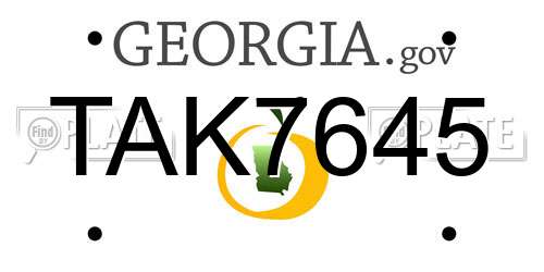 TAK7645 Georgia License Plate