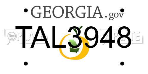 TAL3948 Georgia License Plate