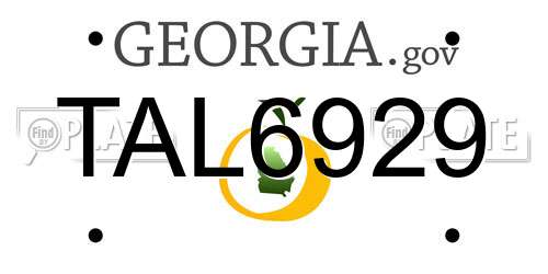 TAL6929 Georgia License Plate