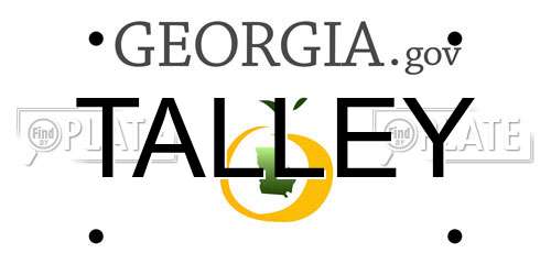 TALLEY Georgia License Plate