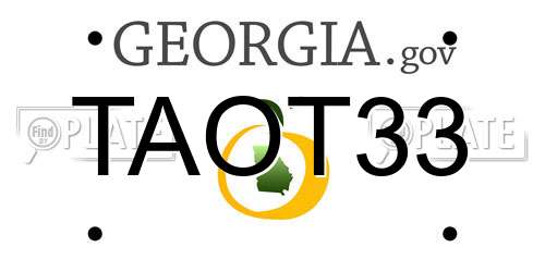 TAOT33 Georgia License Plate