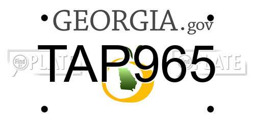 TAP965 Georgia License Plate