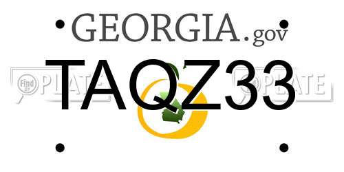 TAQZ33 Georgia License Plate