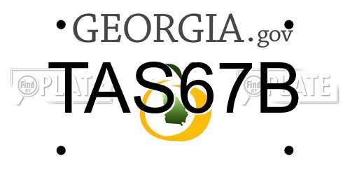 TAS67B Georgia License Plate