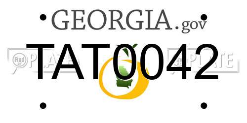 TAT0042 Georgia License Plate