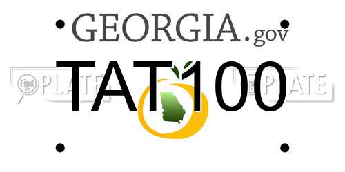 TAT100 Georgia License Plate