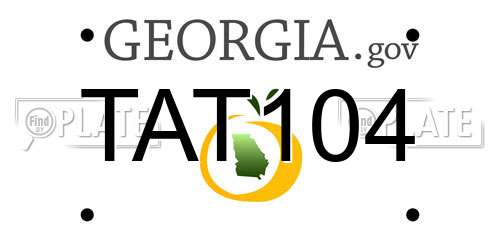 TAT104 Georgia License Plate
