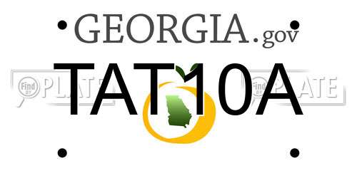 TAT10A Georgia License Plate