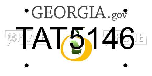 TAT5146 Georgia License Plate